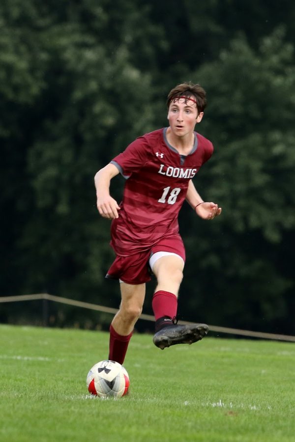 Eamon Moylan 21, who is off to Davidson College for soccer next year, in action on the soccer field.