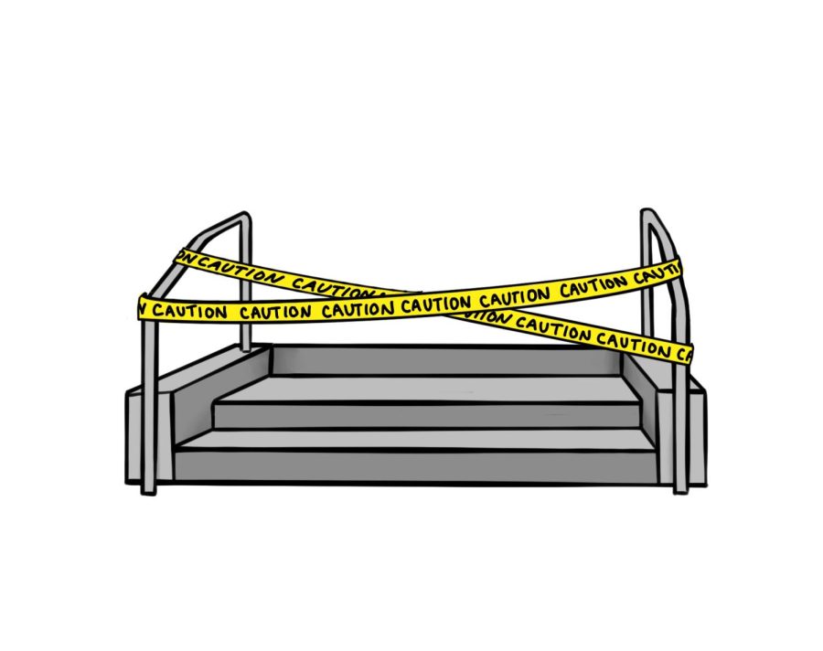 (version 2)
The Brush staircase with caution tape.