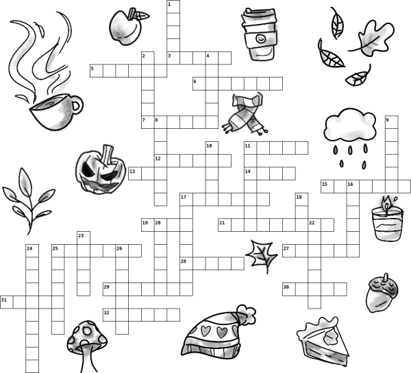 Crossword with fall doodles