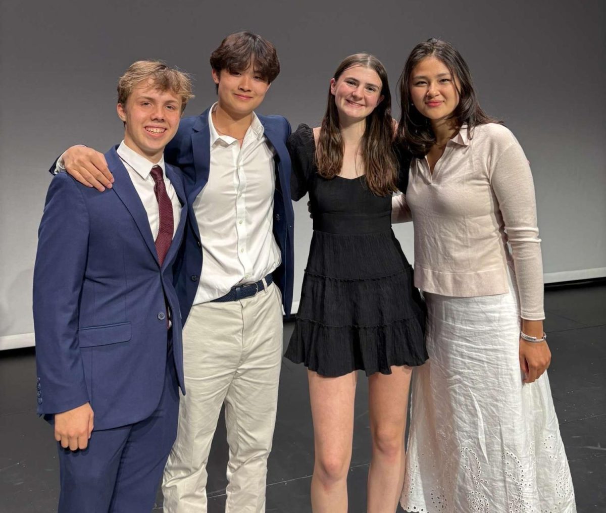 The freshly elected Student Council officers for 2025-26. From L-R Shane Lischin '26, Daniel Gao '26, Charlotte Preuss '26, Lilly Oslin '26